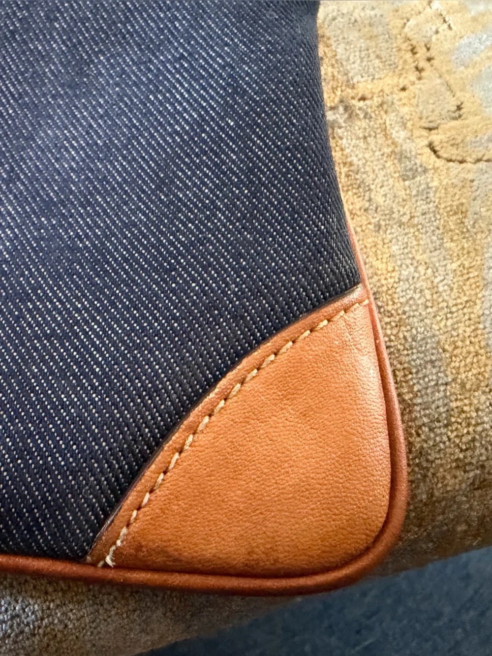 Coach Denim and Tan Leather Wristlet